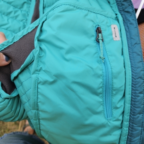 Eddie Bauer teal stormdown 800 mid-length down hooded lightweight coat XS - Picture 9 of 13
